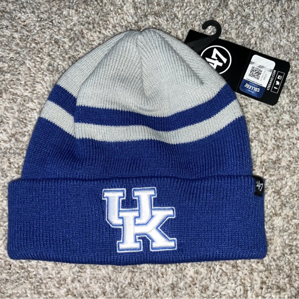 ‘47 Brand NCAA Kentucky Wildcats Men's Toboggan Winter Beanie Blue/Gray Cap Hat